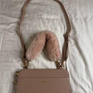 Calpak Pink Crossbody Bag with Plush Strap- Special Edition Blush Pink